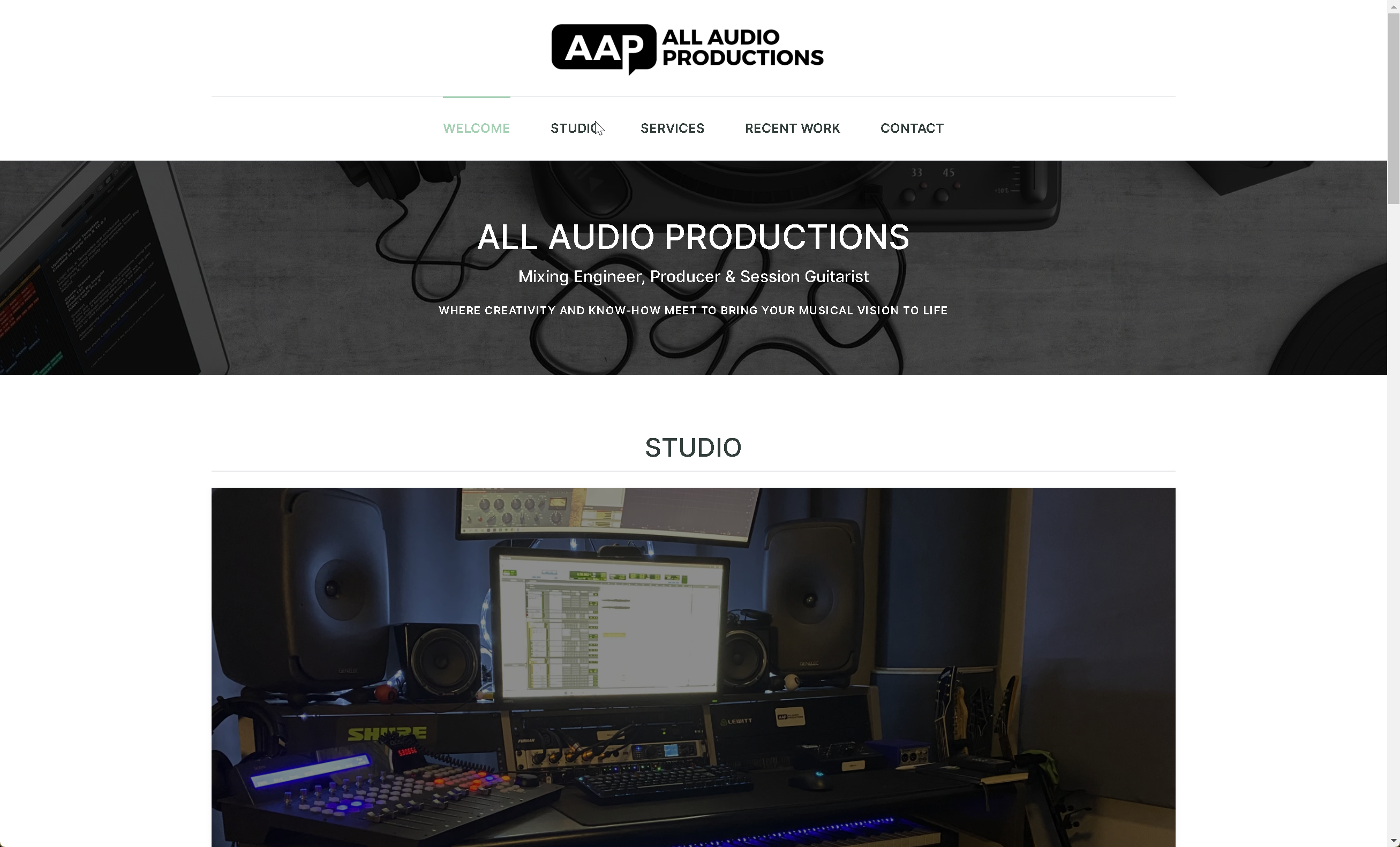 Webseite "All Audio Productions"